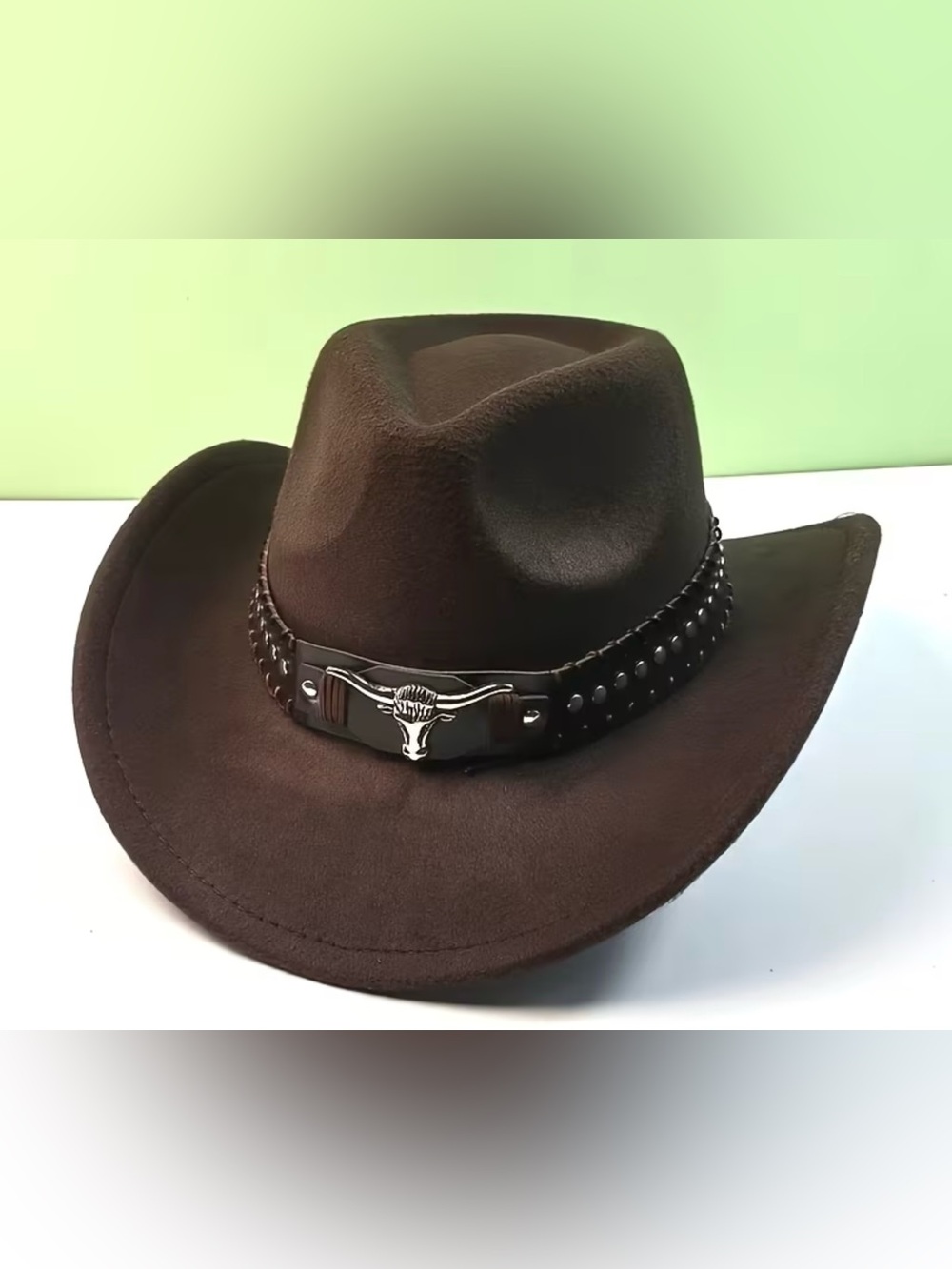 Brown Western Felt Cowboy Hat with Studded Band